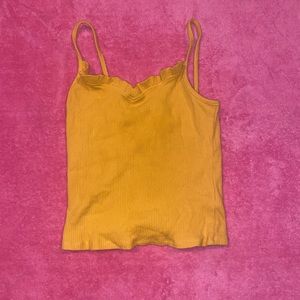 small yellow cropped ribbed tank top